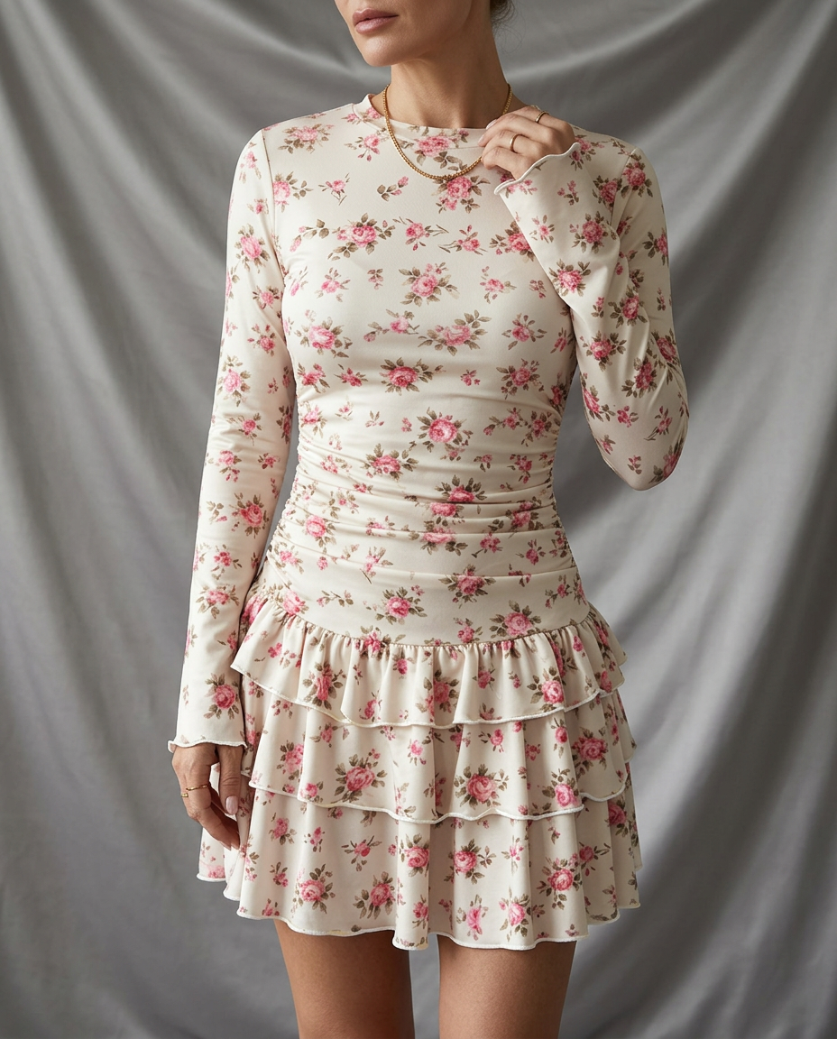 Rosella Fall Pleated Long Sleeves Dress