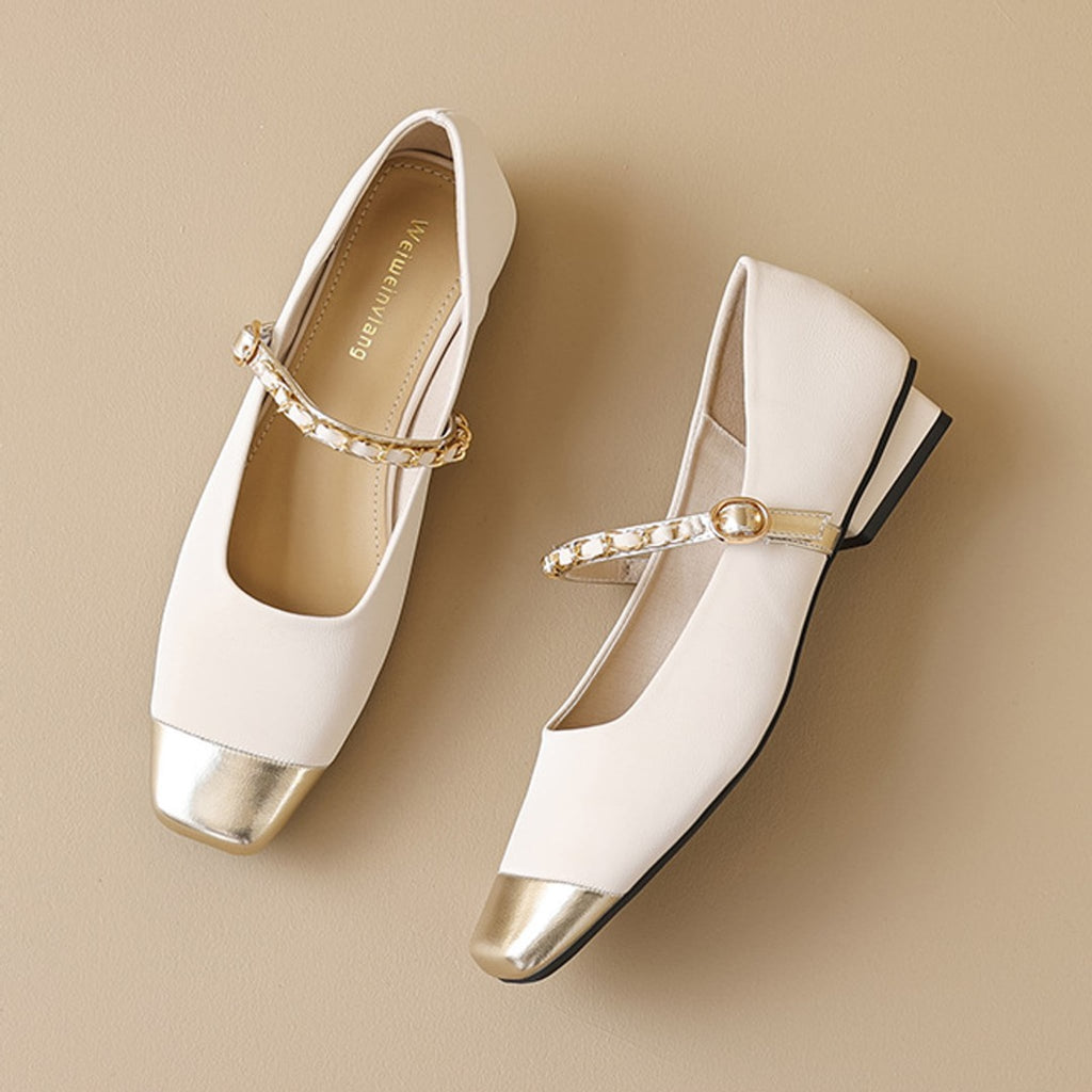 Élise French Gold Toe Mary Jane Flats