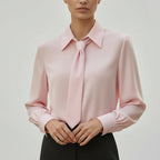 Léa Business Casual Tie-Front Long Sleeve Blouse