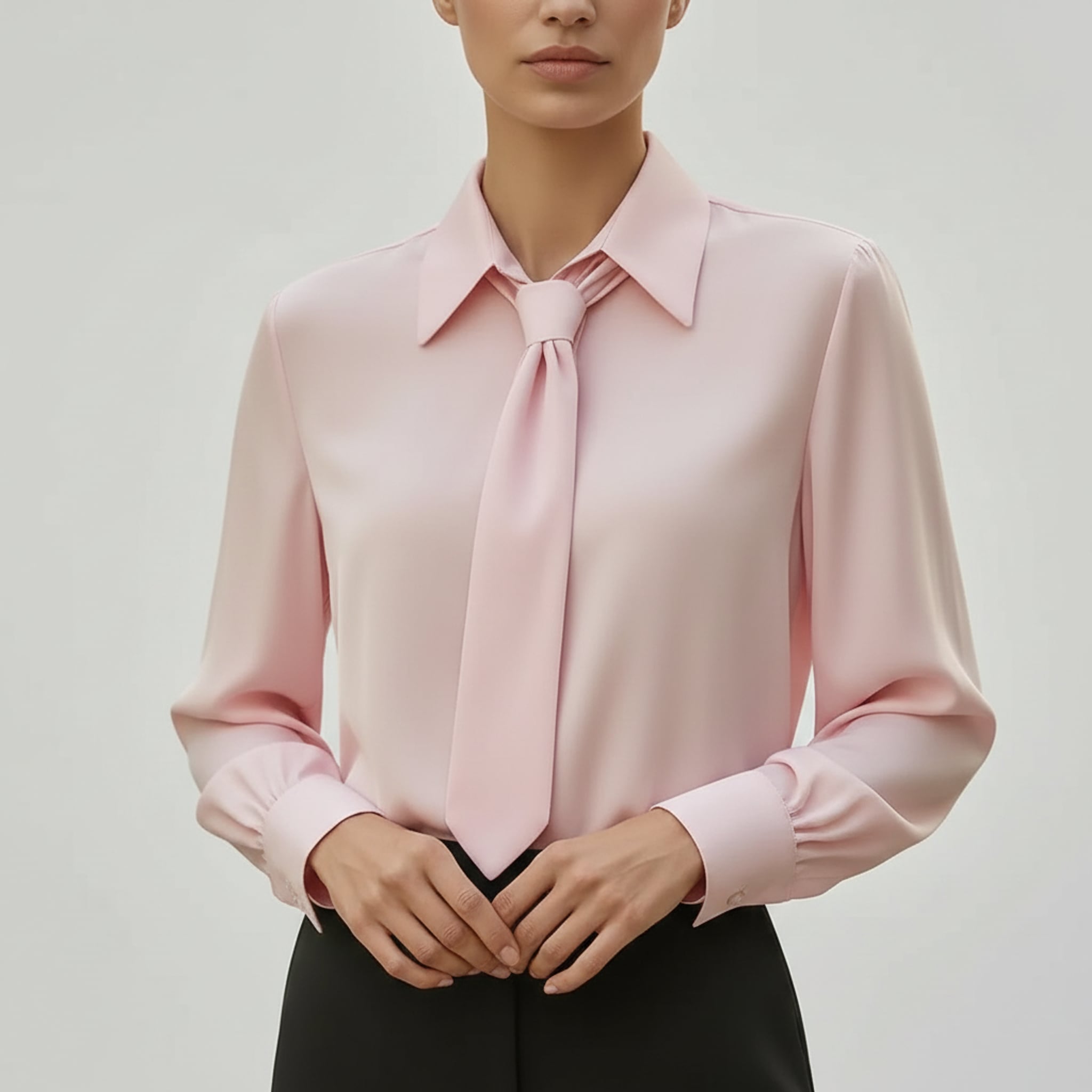 Léa Business Casual Tie-Front Long Sleeve Blouse