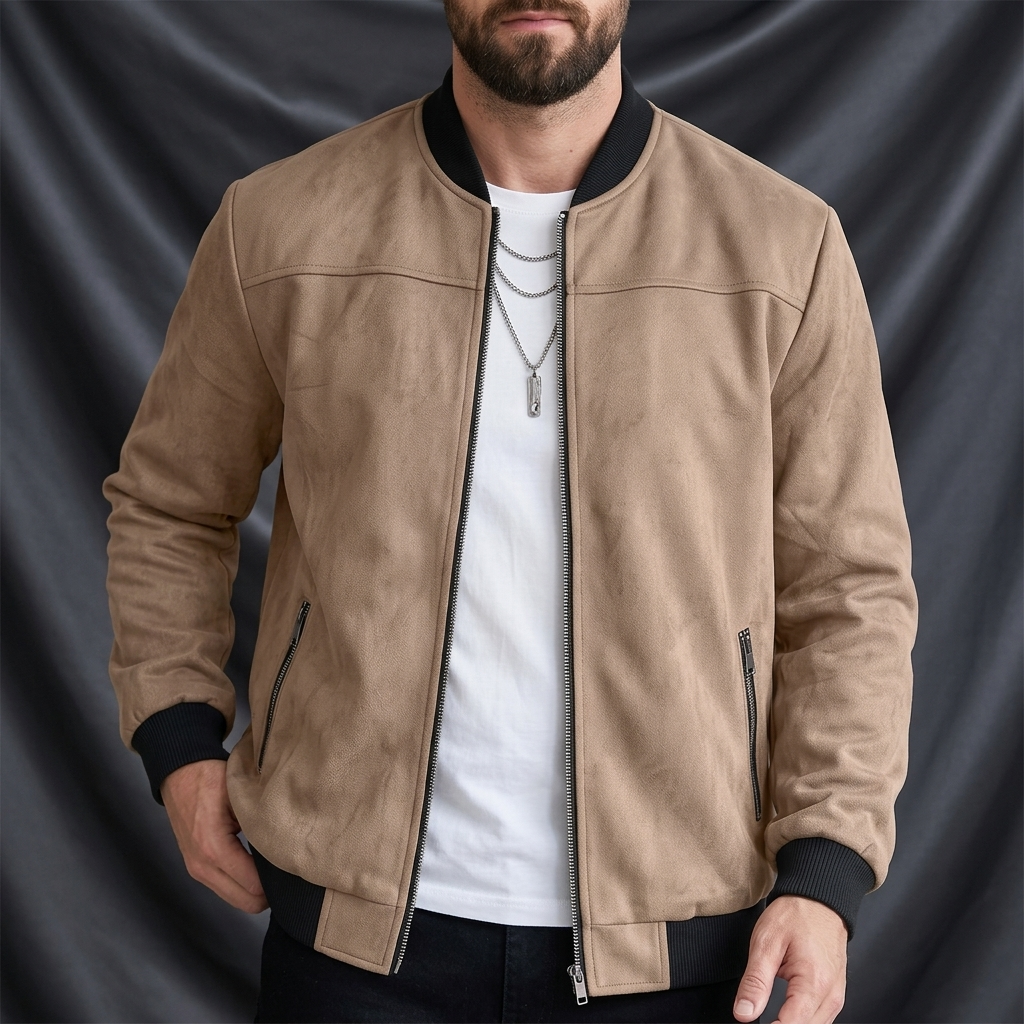 Clifford Minimal Suede Bomber Jacket
