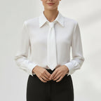 Léa Business Casual Tie-Front Long Sleeve Blouse