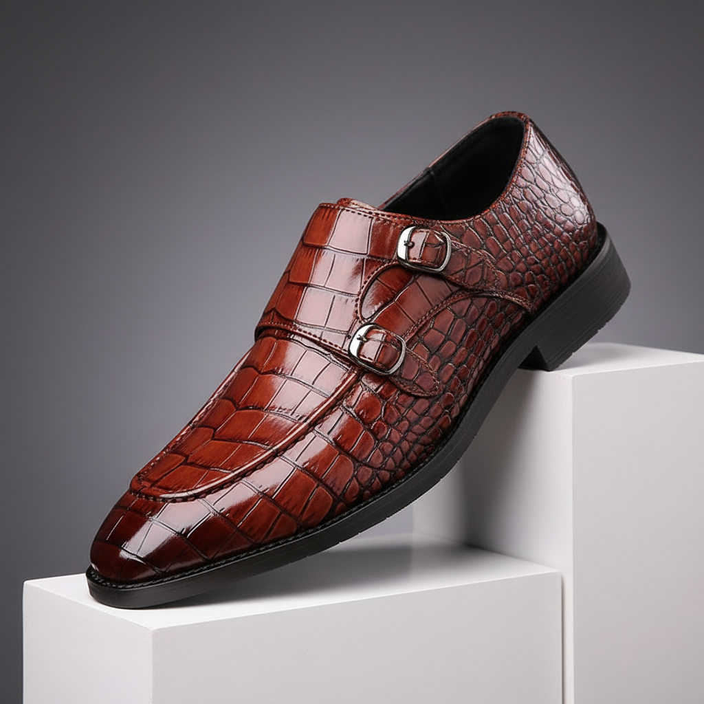 Veridian Buckled Patent Croc Dress Shoe