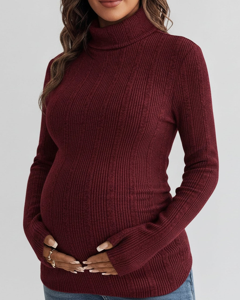 Léa Classic Maternity Ribbed Knit Turtleneck