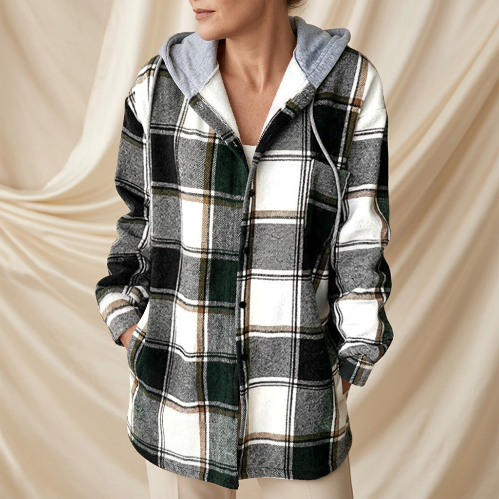 Léa Cozy Plaid Hooded Layering Jacket