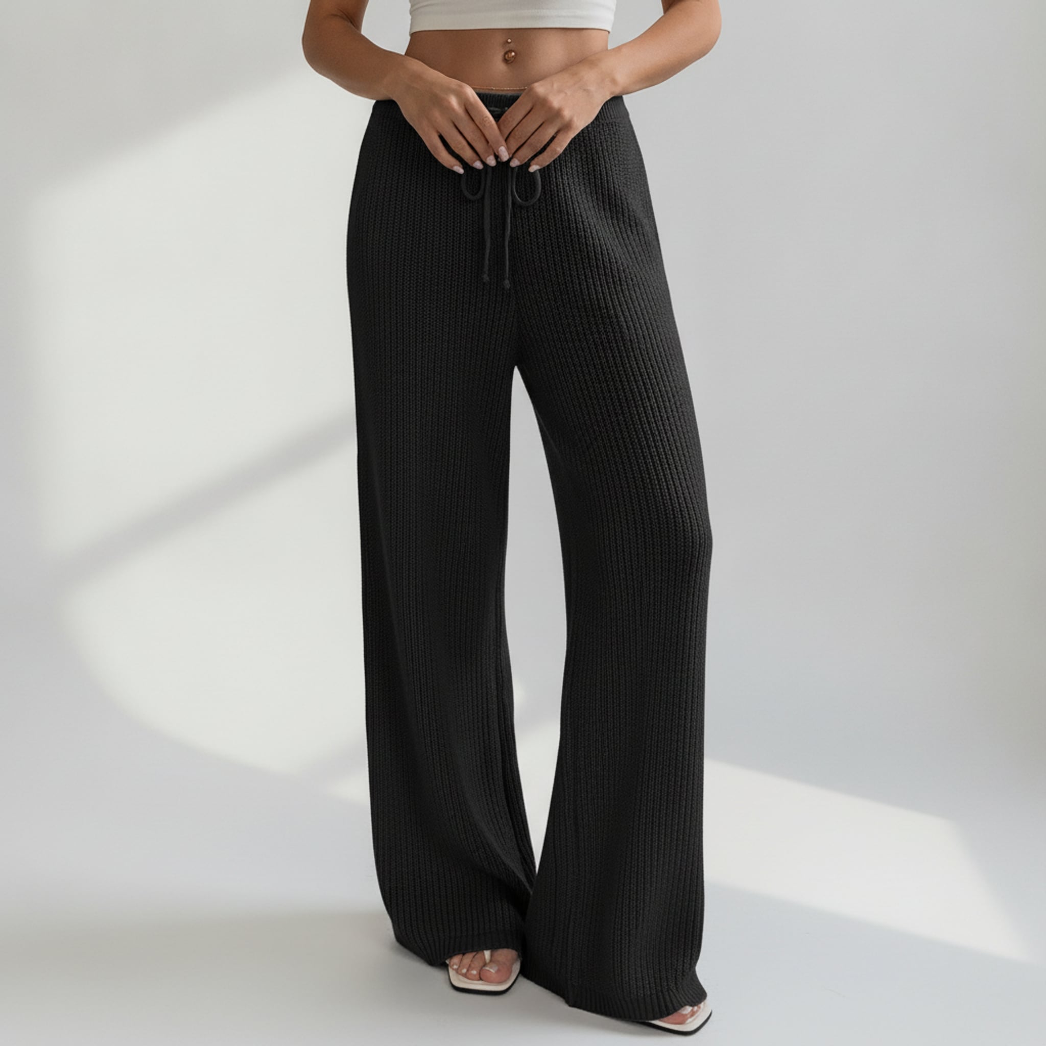 Léa Soft Knit Ribbed Drawstring Loungewear Pants