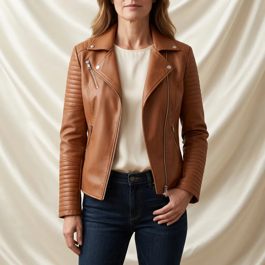Léa Classic Moto Vegan Leather Jacket