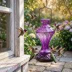 EdenCraft Artisan Twisted Glass Hummingbird Feeder