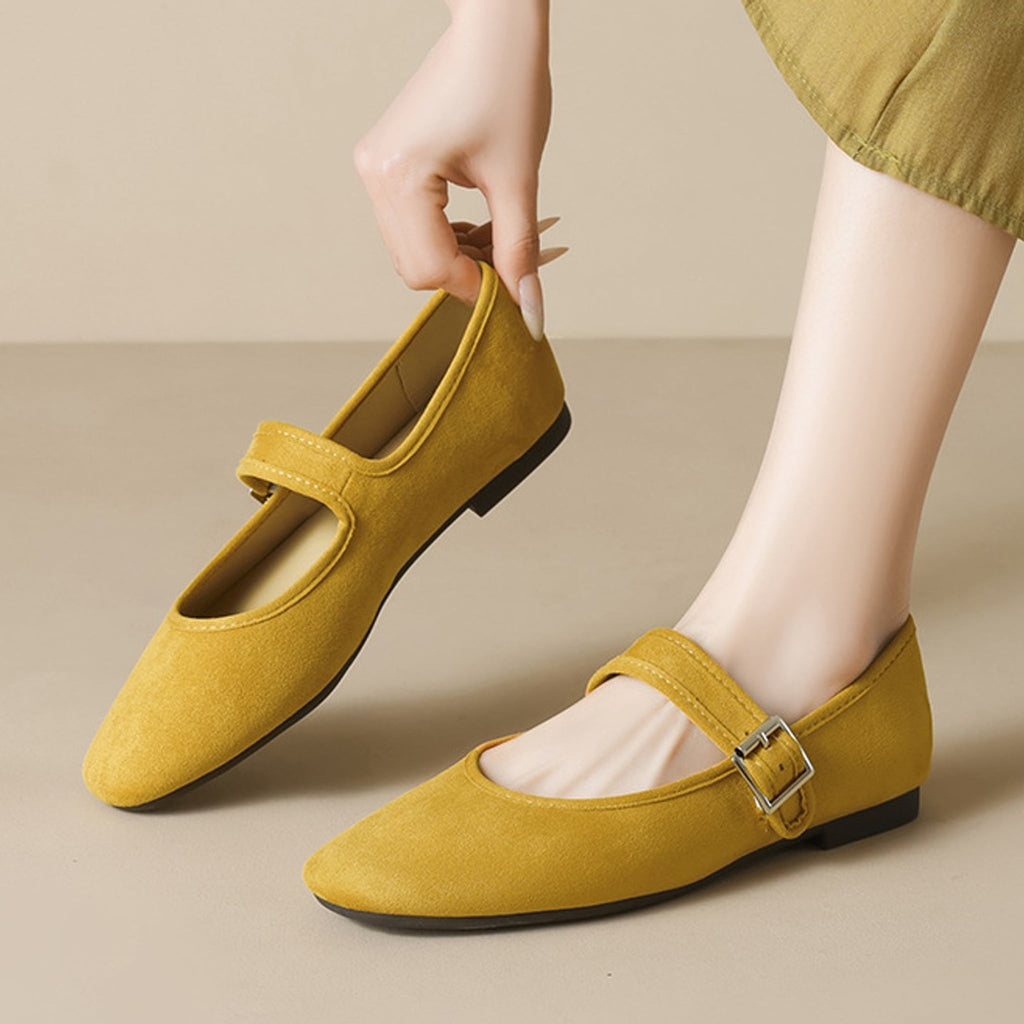 Élise Minimal Elegant Suede Mary Jane Ballet Flats