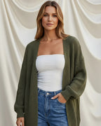Léa Women's Green Soft-Knit Cardigan