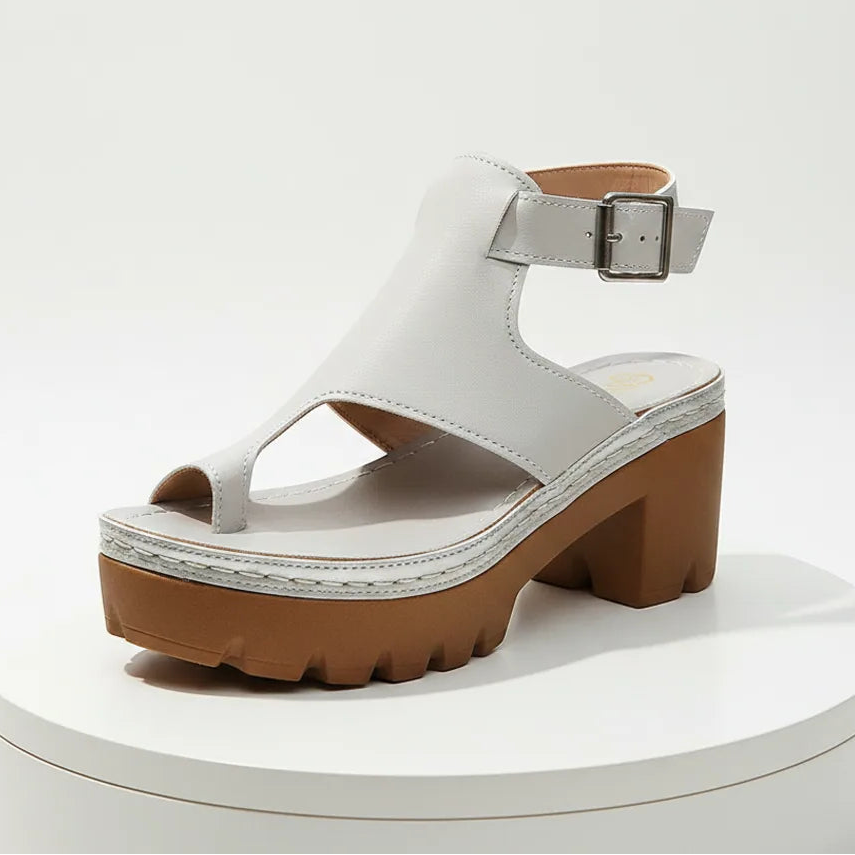 Élise Roman Buckle Chunky High Heel Sandals