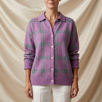 Penelope Plaid Knitted Button-Up Shirt Cardigan