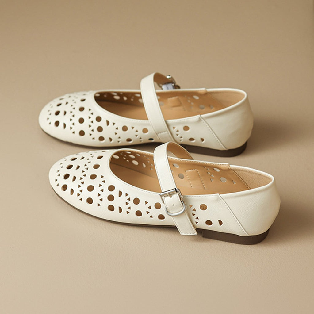Élise Hollow Out Breathable Mary Jane Ballet Flats