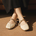 Élise French Scarved Square Toe Mary Jane Flats