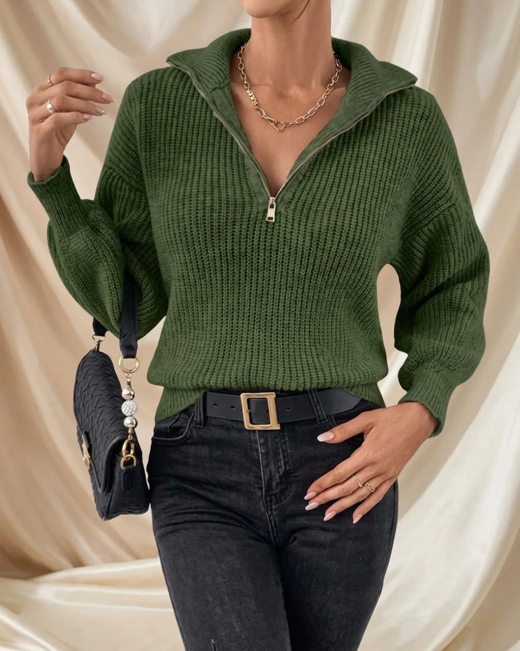Léa Quarter-Zip Knit Pullover