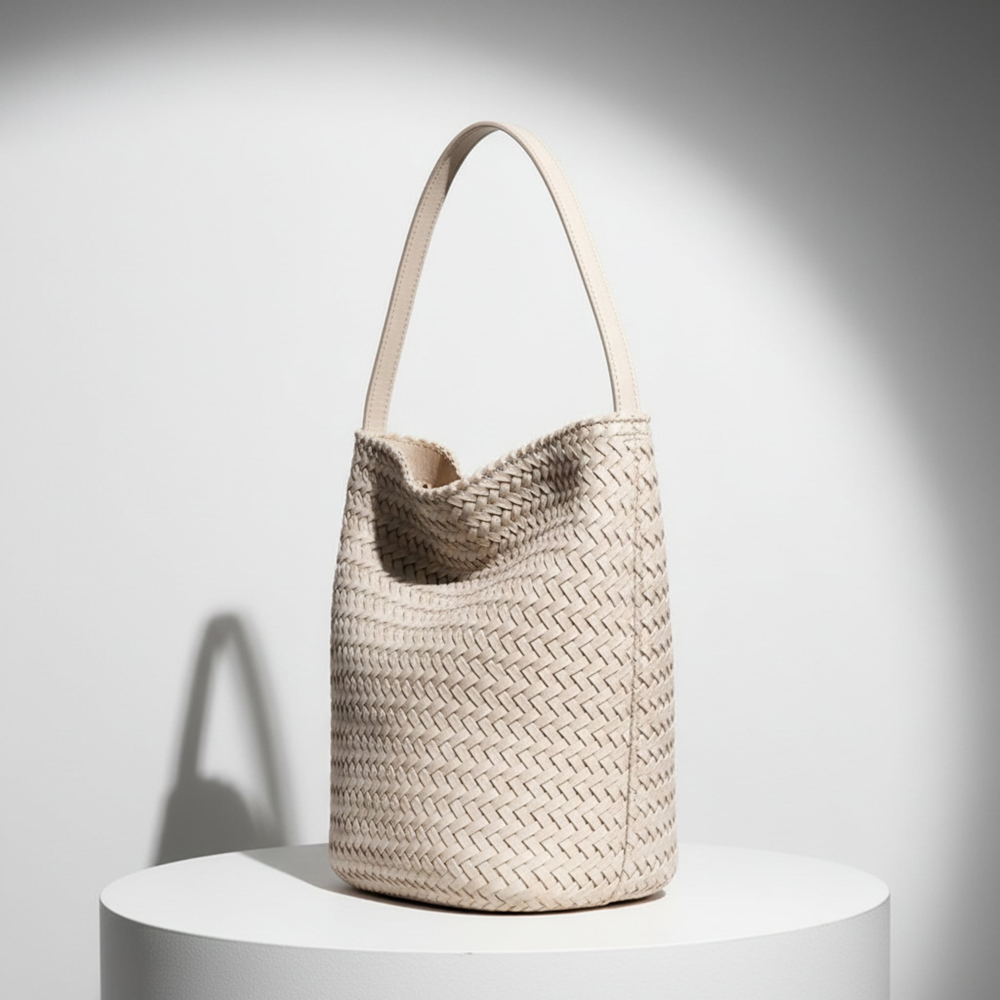 Élise Woven Vegan Leather Bucket Bag