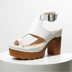 Élise Roman Buckle Chunky High Heel Sandals