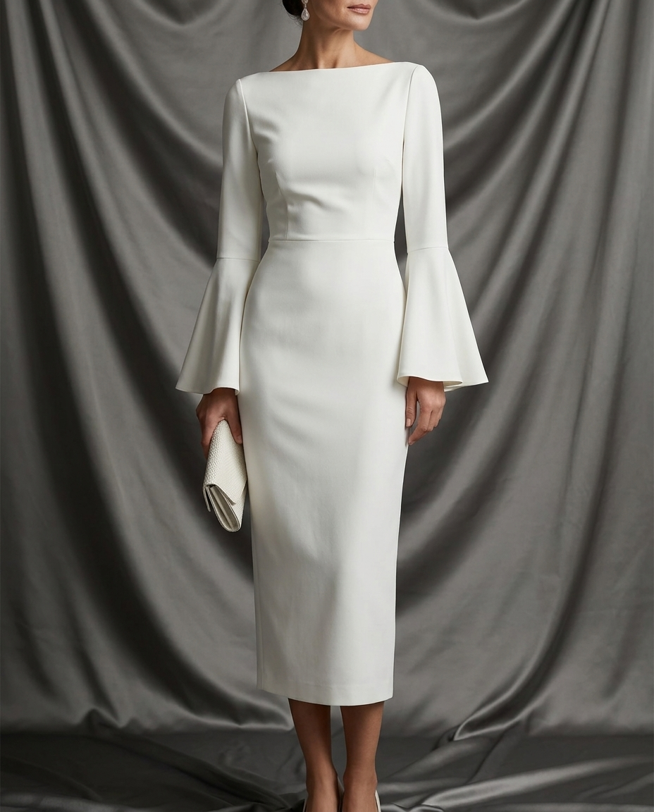 Penelope Flared Sleeve Midi Sheath Dress