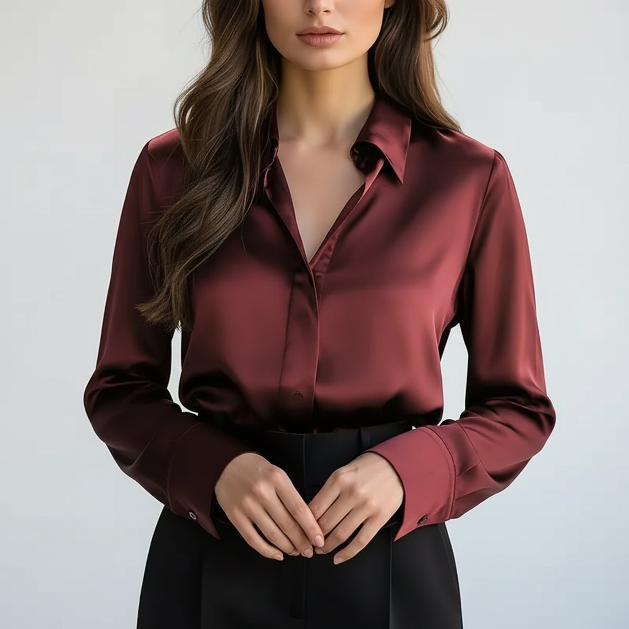 Léa Soft Shine Business Casual Long Sleeve Button-Up