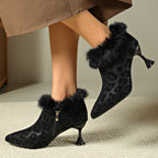 Élise Leopard Print Stiletto Ankle Boots