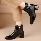 Élise Square Toe Chunky Heel Booties