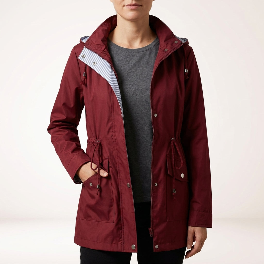 Léa Cinched Detachable Hood Windbreaker