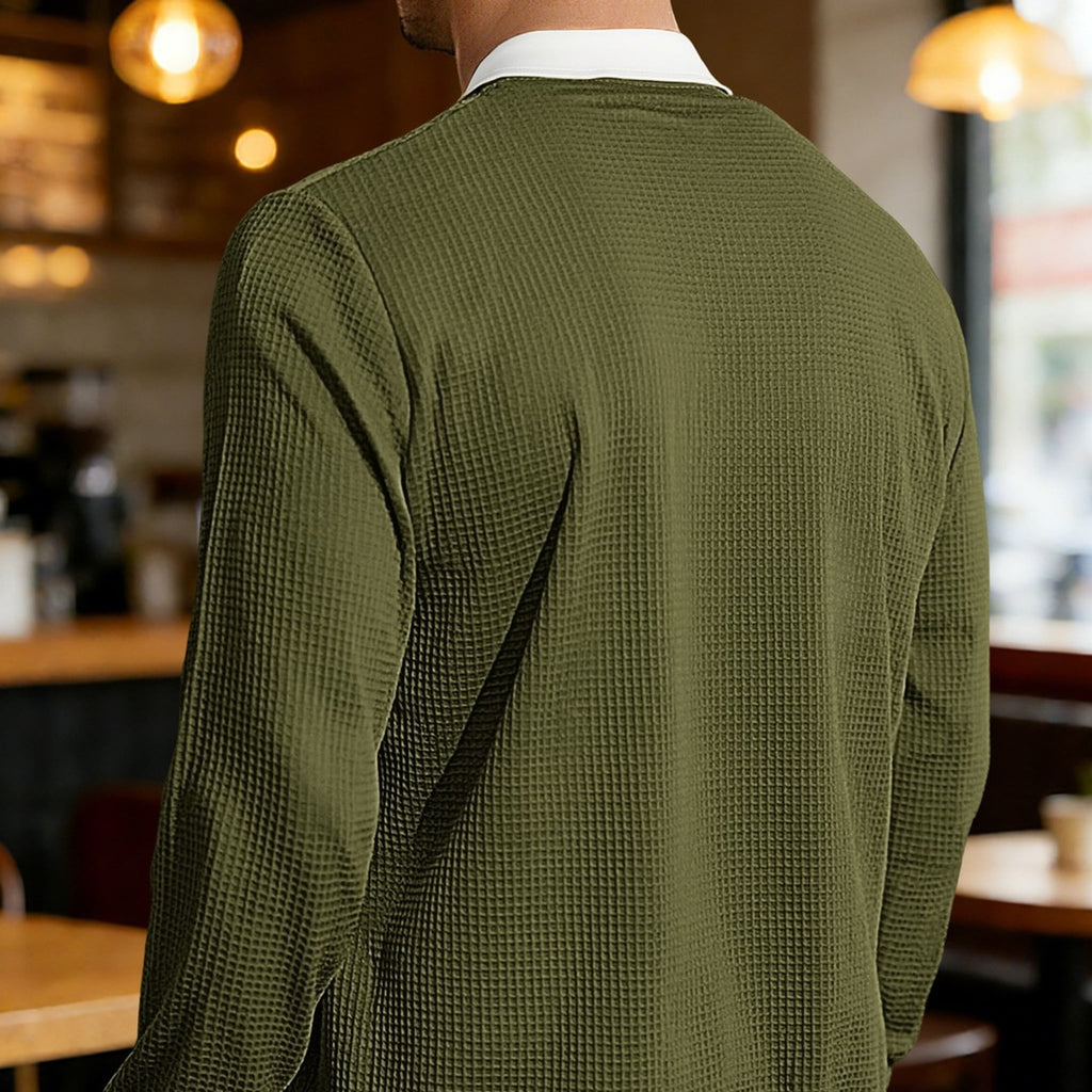 Clifford Waffle Knit Quarter-Zip Polo