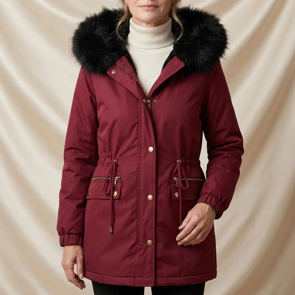 Léa Faux Fur Hooded Cinched Waist Parka