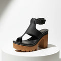 Élise Roman Buckle Chunky High Heel Sandals