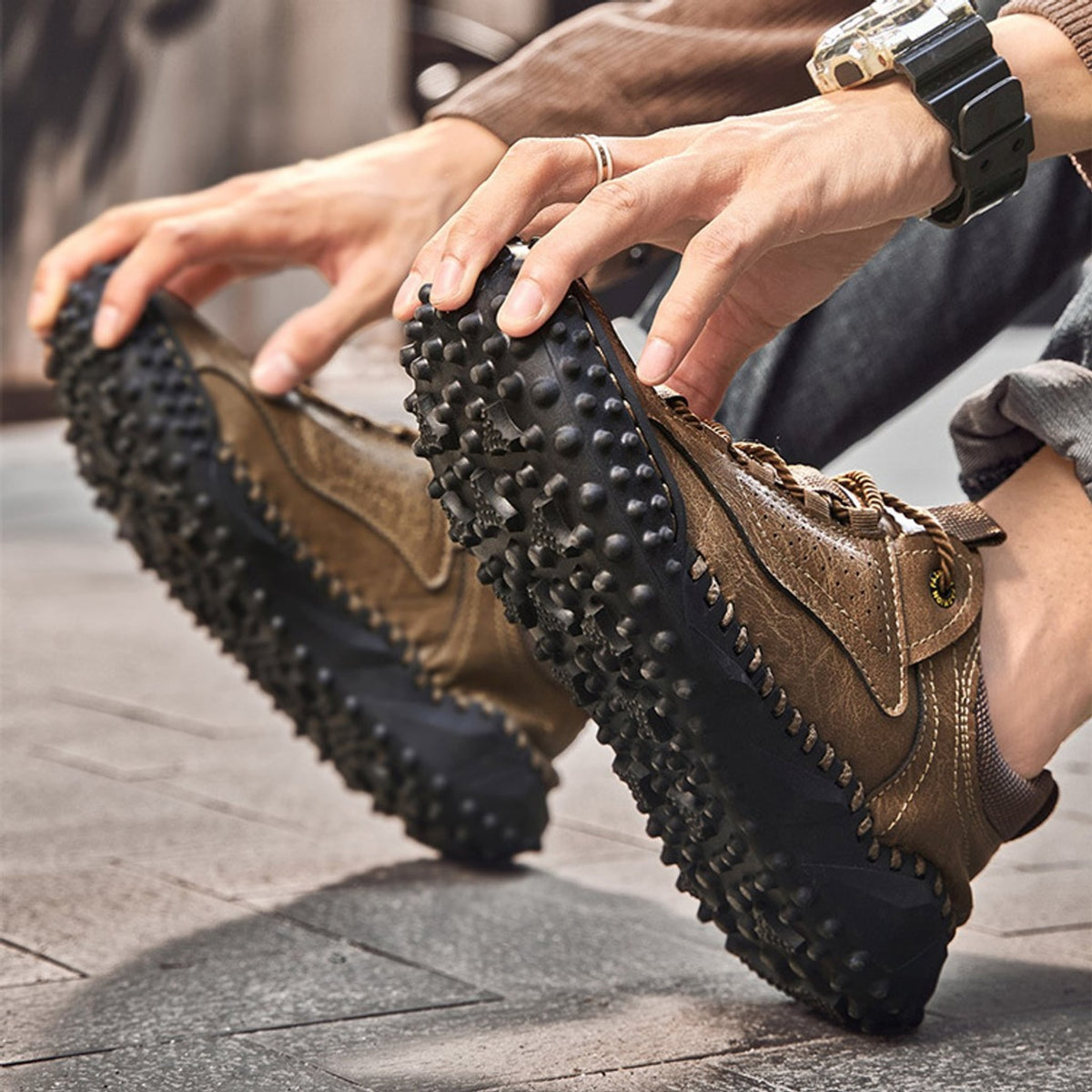 Stryde Vintage Stitched Supple Leather Sneaker