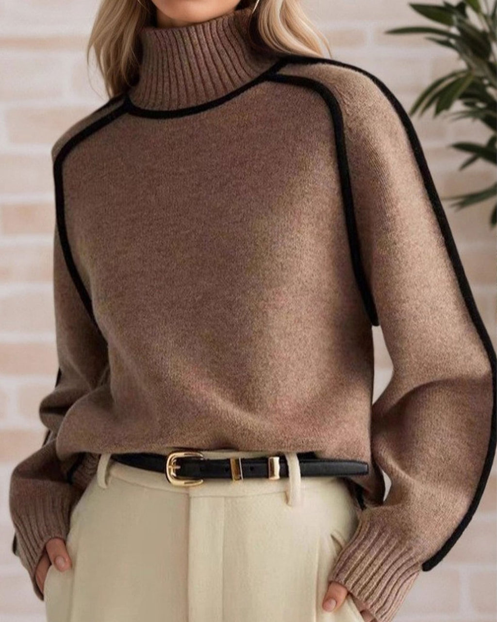 Léa Luxe Ribbed Turtleneck Pullover