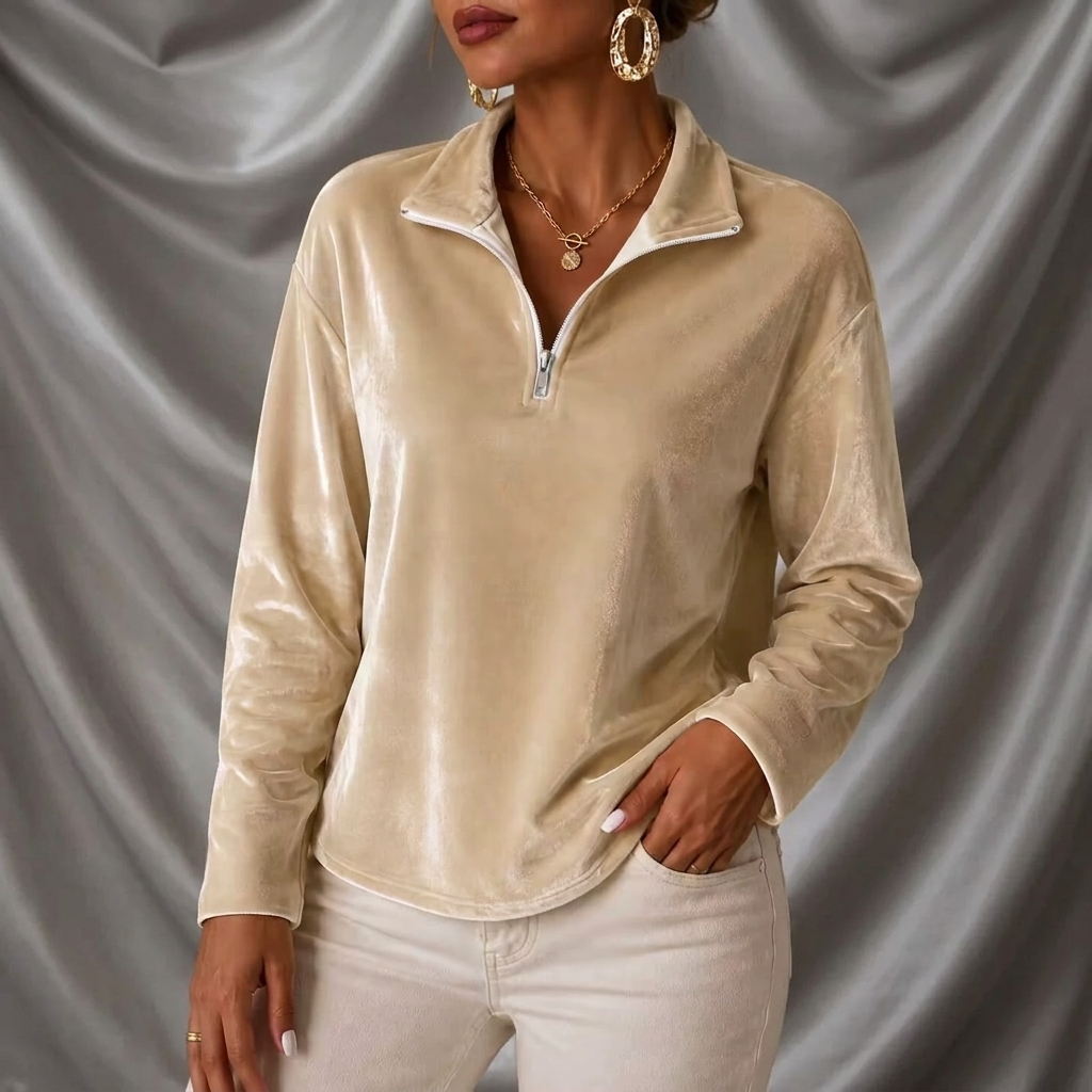 Léa Velvet Half-Zip Relaxed Fit Pullover