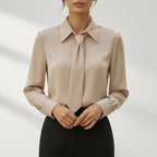 Léa Business Casual Tie-Front Long Sleeve Blouse