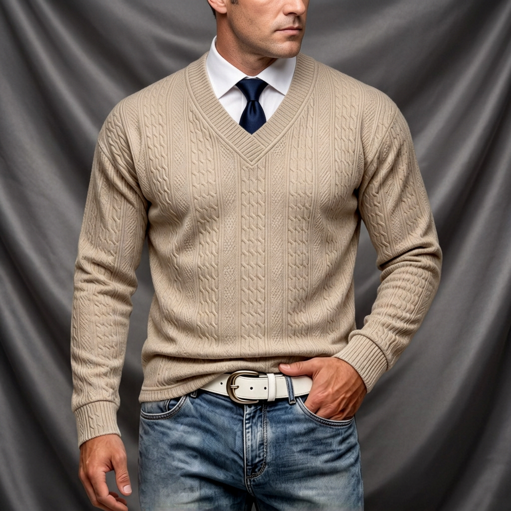 Sterling Jacquard V-Neck Pullover Sweater