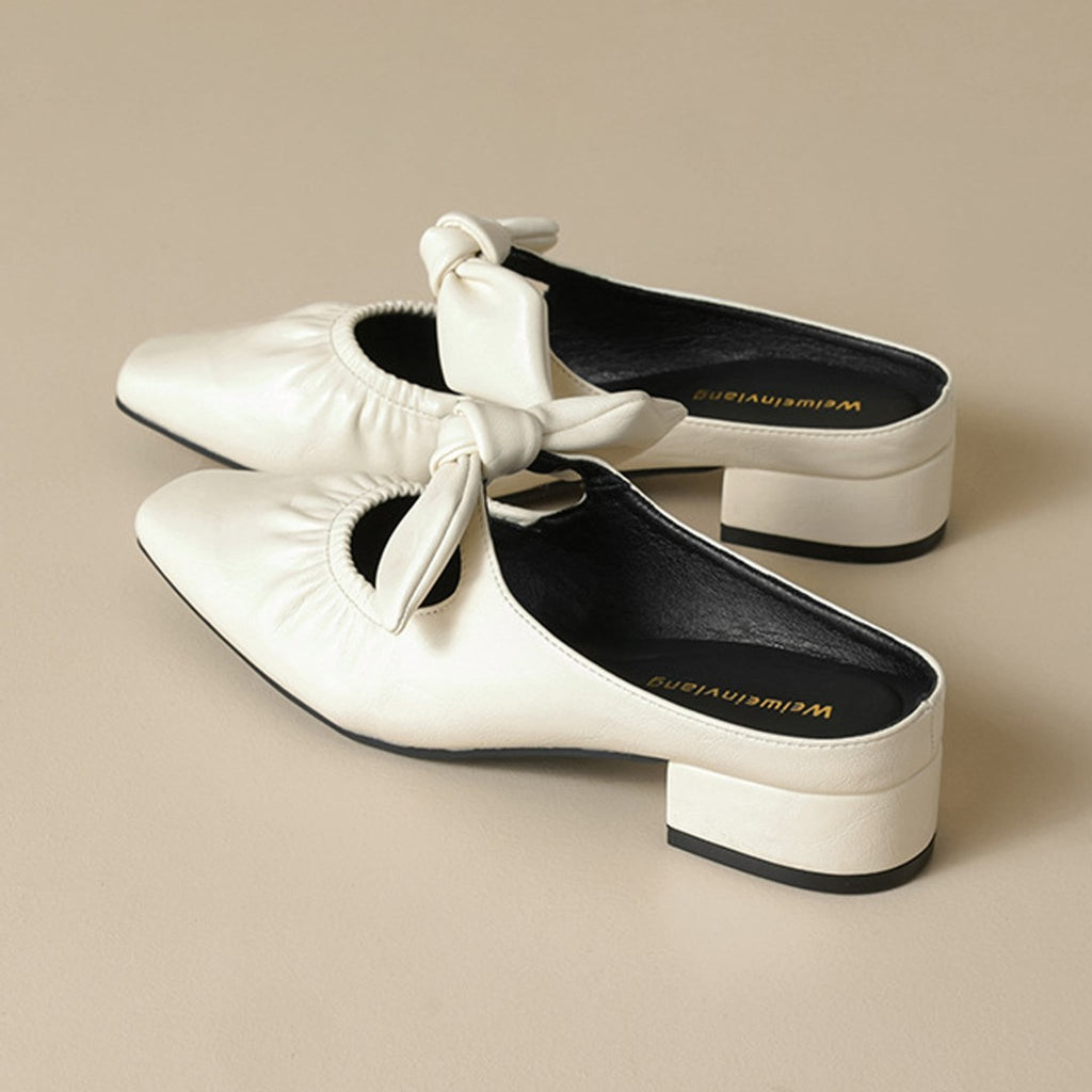 Élise Scrunched Bow Slip-On Mules