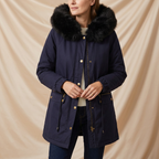 Léa Faux Fur Hooded Cinched Waist Parka