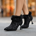 Élise Leopard Print Stiletto Ankle Boots