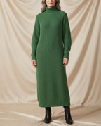 Rosella Ribbed Knit Midi Turtleneck Dress