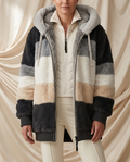 Léa Cozy Full-Zip Color Block Plush Coat