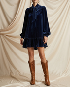 Léa Velvet Ruffle Hem Mini Dress
