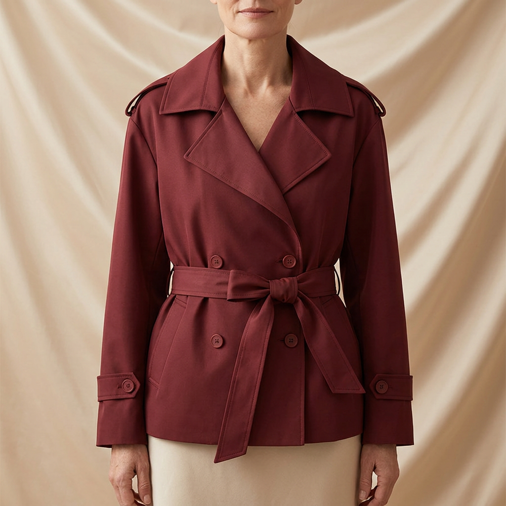 Avéra Tailored Double-Breasted Trench Coat