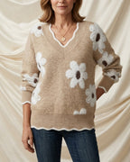 Léa Blossom V-Neck Knit Sweater