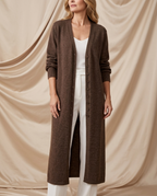 Luciel Long Button-Front Knit Cardigan Dress