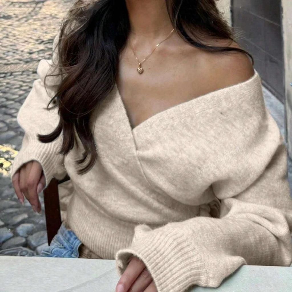 Léa Cross V-Neck Tie Waist Sweater