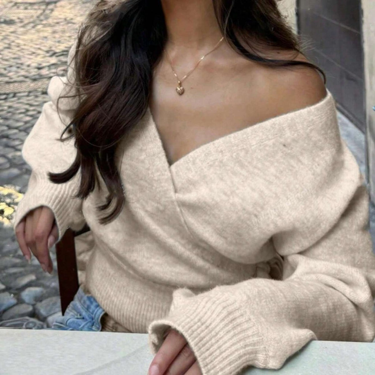 Léa Cross V-Neck Tie Waist Sweater