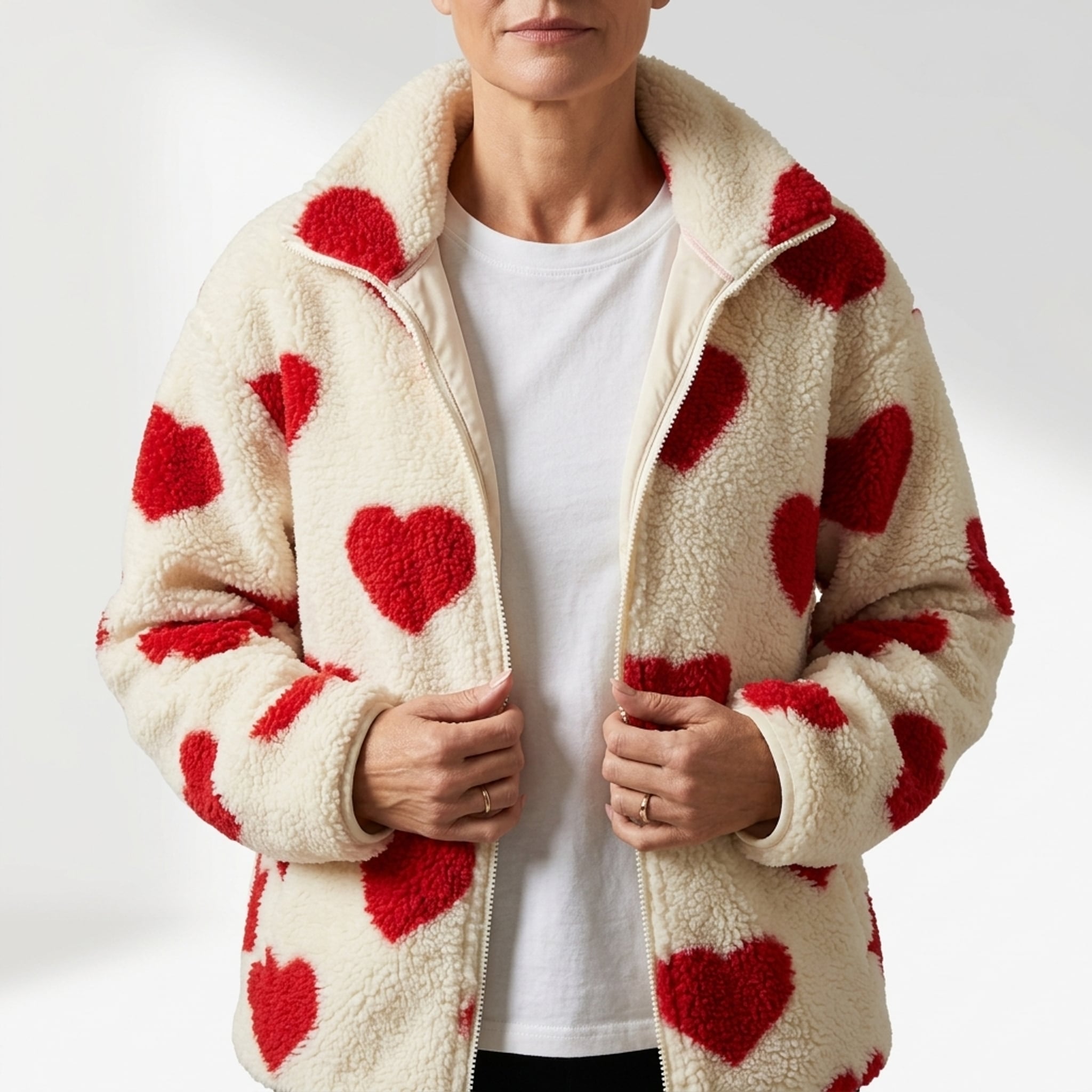 Léa Women's Cozy Hearts Plush Zip Jacket
