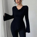 Léa Draped Neck Ribbed Sweater