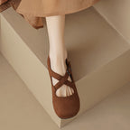 Élise Retro Cross-Strap Mary Jane Ballet Flats