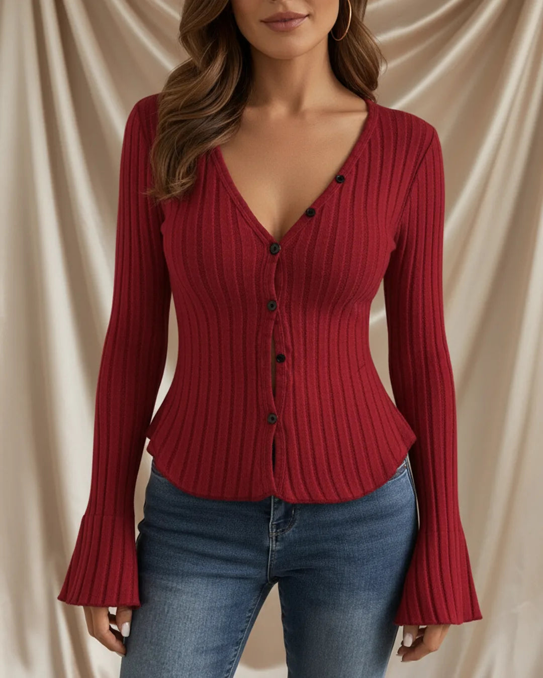 Léa Ruffled Peplum Knit Blouse