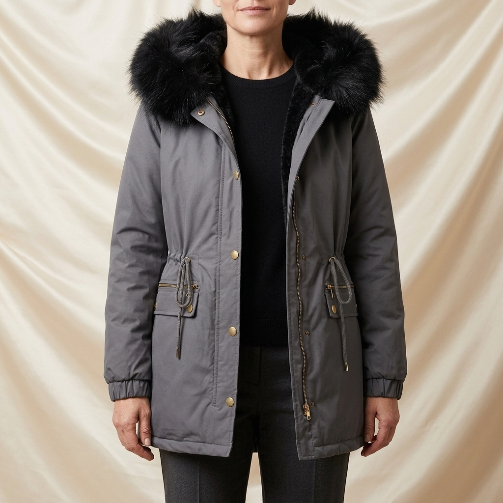 Léa Faux Fur Hooded Cinched Waist Parka